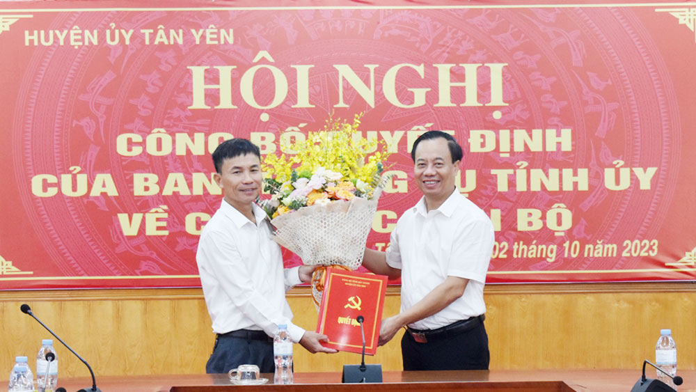 Đồng chí Nguyễn Thế Huy giữ chức Phó Bí thư Thường trực Huyện ủy Tân Yên