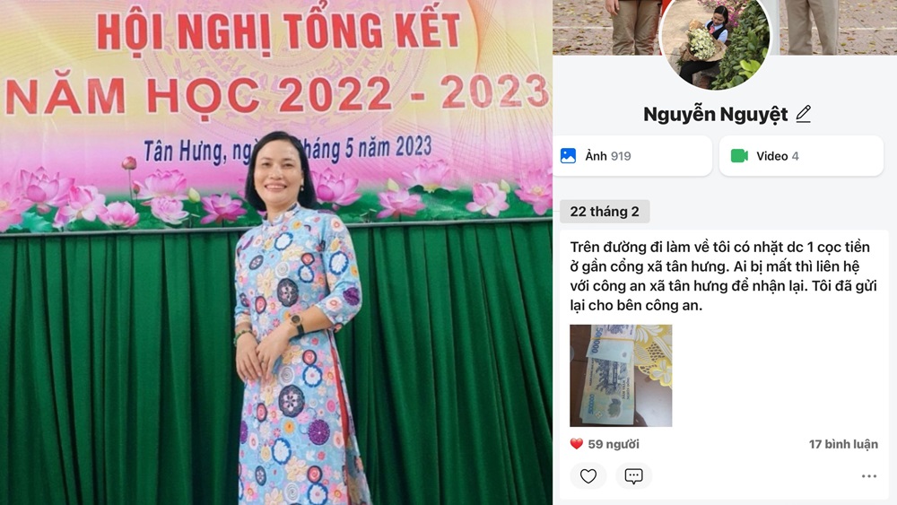 Bắc Giang: Nữ giáo viên nhặt được 42 triệu đồng trả lại người mất