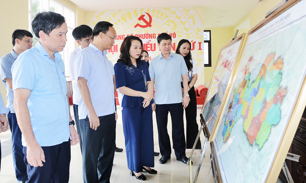  Phó Bí thư Thường trực Tỉnh ủy Nguyễn Thị Hương kiểm tra công tác chuẩn bị đại hội điểm tại Đảng bộ phường Quế Võ
