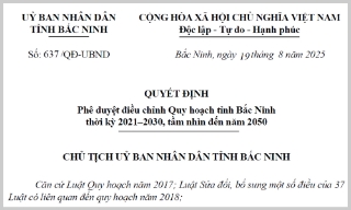 Phê duyệt điều chỉnh Quy hoạch tỉnh Bắc Ninh thời kỳ 2021 - 2030, tầm nhìn đến năm 2050