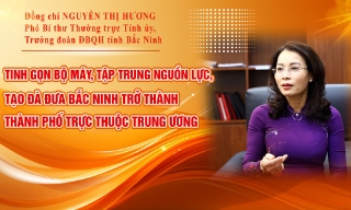 Đồng chí Nguyễn Thị Hương, Phó Bí thư Thường trực Tỉnh ủy, Trưởng Đoàn ĐBQH tỉnh Bắc Ninh: Tinh gọn bộ máy, tập trung nguồn lực, tạo đà đưa Bắc Ninh trở thành thành phố trực thuộc Trung ương