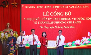  Phó Bí thư Tỉnh ủy, Chủ tịch HĐND tỉnh Nguyễn Việt Oanh dự Lễ công bố thành lập phường Chi Lăng