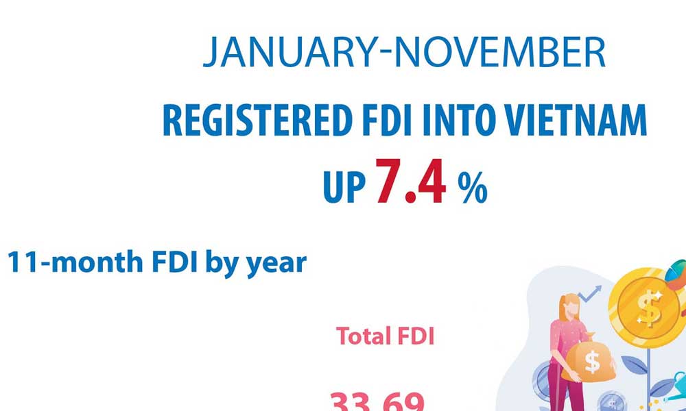 Vietnam's 11-month FDI rises 7.4%