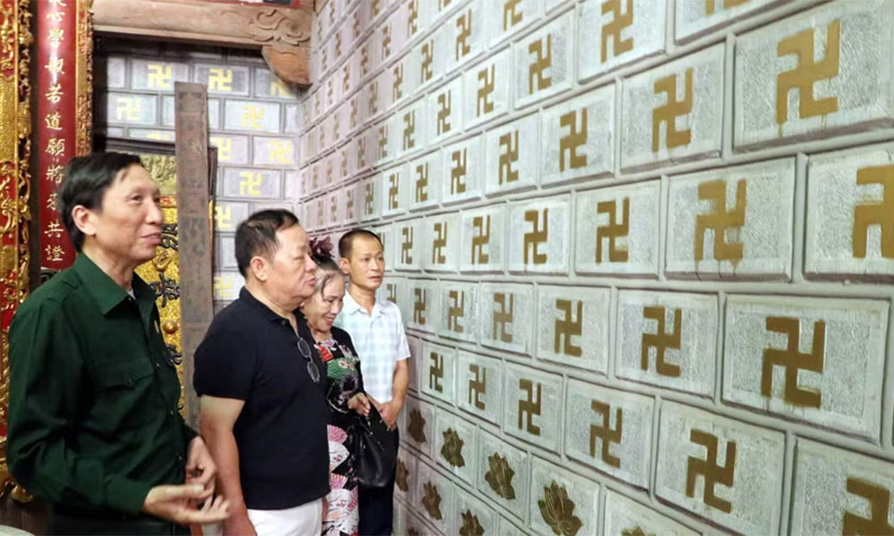 Hai Phong pagoda recognised for Asia-record stone walls engraved with Buddhist swastika symbol