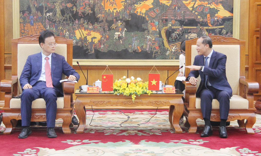  Đồng chí Mai Sơn, Phó Chủ tịch Thường trực UBND tỉnh tiếp Đoàn công tác Sở Ngoại vụ Quảng Tây (Trung Quốc)