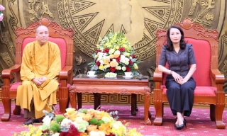 Phó Bí thư Thường trực Tỉnh ủy Nguyễn Thị Hương tiếp Ban Trị sự Giáo hội Phật giáo Việt Nam tỉnh Bắc Ninh 
