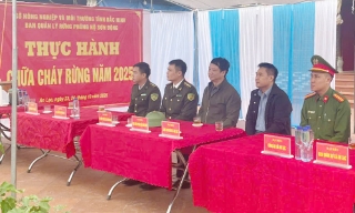 Ban Quản lý rừng phòng hộ Sơn Động diễn tập phương án chữa cháy rừng