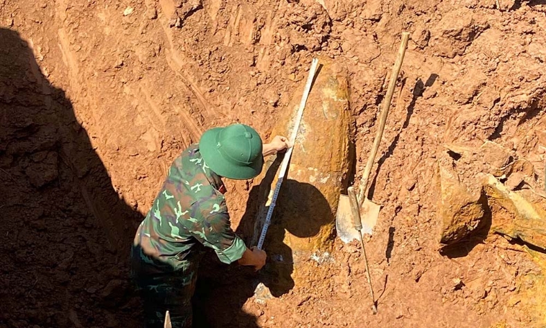  Phát hiện, bảo vệ hiện trường 3 quả bom M117 tại xã Sơn Động 