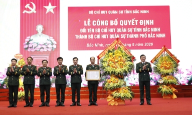  Công bố Quyết định đổi tên Bộ Chỉ huy quân sự tỉnh Bắc Ninh thành Bộ Chỉ huy quân sự thành phố Bắc Ninh