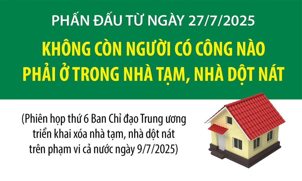  Phấn đấu từ 27/7 không còn người có công phải ở trong nhà tạm, nhà dột nát