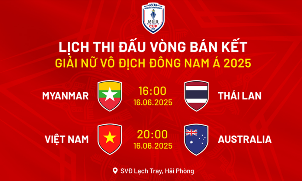  Việt Nam gặp Australia ở bán kết Giải Bóng đá nữ Đông Nam Á 2025