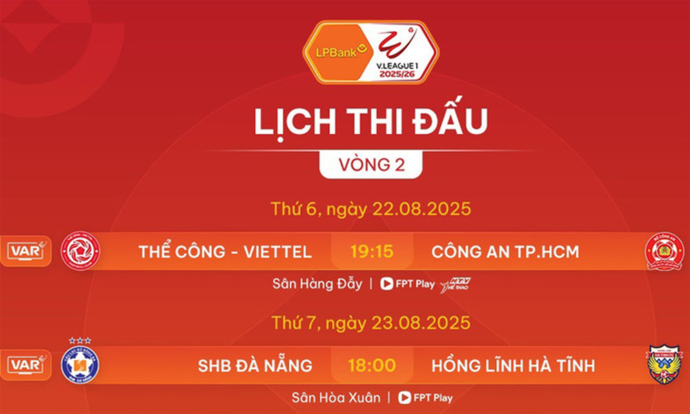  Lịch thi đấu vòng 2 V-League 2025/2026