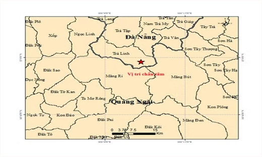 Liên tiếp xảy ra 5 trận động đất ở thành phố Đà Nẵng và tỉnh Quảng Ngãi