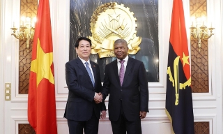 Lễ đón Chủ tịch nước Lương Cường thăm cấp Nhà nước Cộng hòa Angola