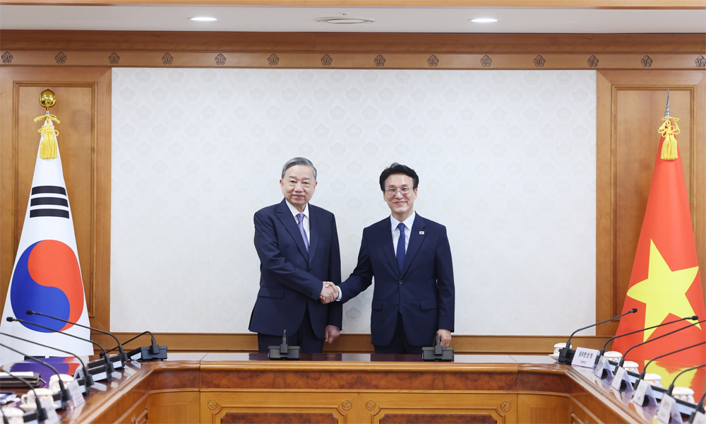  Tổng Bí thư Tô Lâm hội kiến Thủ tướng Hàn Quốc Kim Min Seok