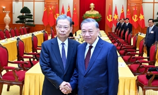 Tổng Bí thư Tô Lâm tiếp Ủy viên trưởng Nhân đại toàn quốc Trung Quốc Triệu Lạc Tế