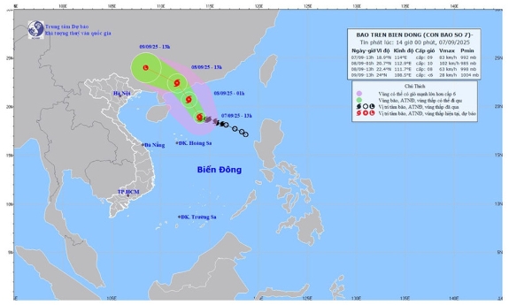 Bão số 7 không đổ bộ vào nước ta nhưng miền bắc sẽ có mưa lớn