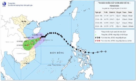 Bão số 12 cách Đà Nẵng 280km, từ trưa nay miền Trung bắt đầu mưa lớn dữ dội