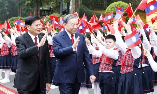 Tổng Bí thư Tô Lâm chủ trì Lễ đón Tổng Bí thư, Chủ tịch nước Lào Thongloun Sisoulith