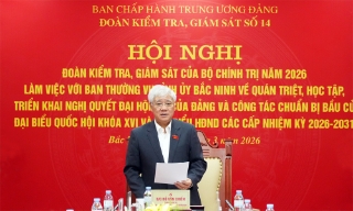 Đoàn kiểm tra, giám sát số 14 của Bộ Chính trị, Ban Bí thư làm việc với Ban Thường vụ Tỉnh ủy Bắc Ninh