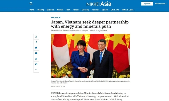 Truyền thông Nhật Bản đưa tin đậm nét hoạt động của Thủ tướng Takaichi Sanae tại Việt Nam