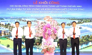 Chủ tịch HĐND tỉnh Bắc Ninh Nguyễn Việt Oanh dự lễ khởi công dự án Khu công nghiệp Nghĩa Hưng