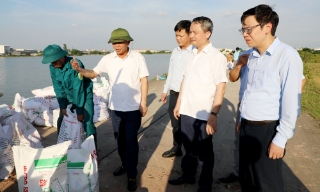 Tập trung cao xử lý điểm sạt lở bờ đê sông Ngũ Huyện Khê tại xã Tiên Du