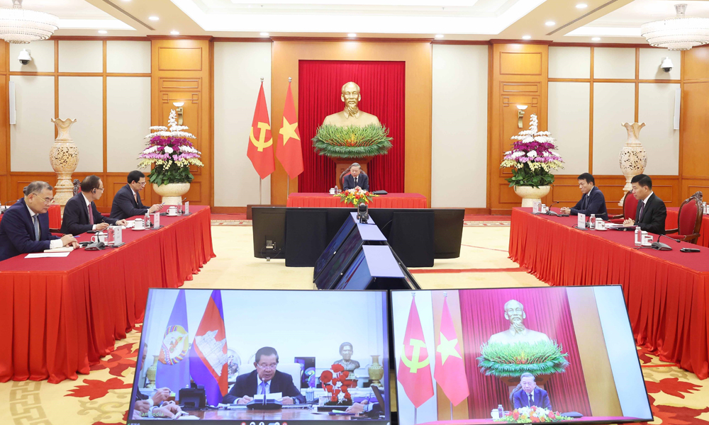  Tổng Bí thư Tô Lâm điện đàm với Chủ tịch Đảng Nhân dân Campuchia Hun Sen