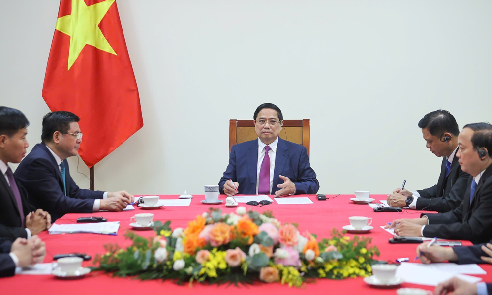  Thủ tướng Chính phủ Phạm Minh Chính điện đàm với Thủ tướng Campuchia Hun Manet