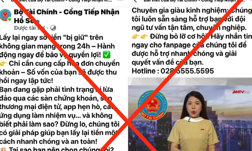  Facebook ‘Bộ Tài Chính – Cổng Tiếp nhận hồ sơ’ có tích xanh là giả mạo