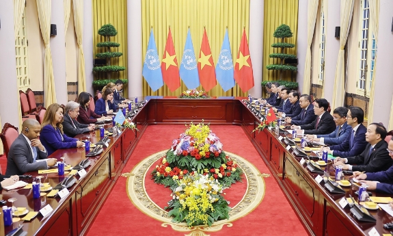 Chủ tịch nước Lương Cường hội đàm với Tổng Thư ký Liên hợp quốc