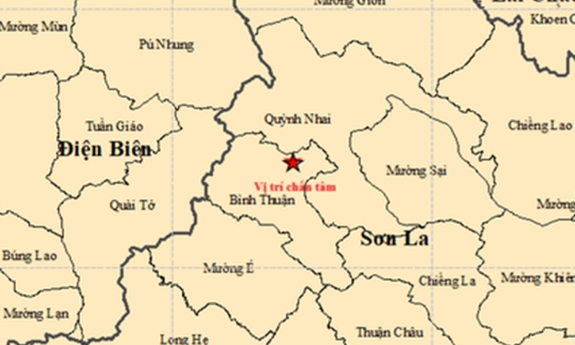 Động đất tại tỉnh Sơn La và thành phố Huế có độ lớn từ 3,6 đến 4