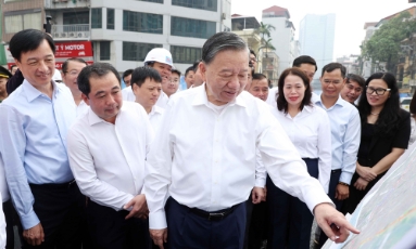  Tổng Bí thư, Chủ tịch nước Tô Lâm kiểm tra tiến độ thi công một số công trình, dự án trọng điểm của Thủ đô